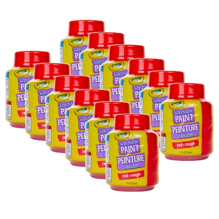 Crayola Washable Paint, 2oz, Red, 12PK 54-2838